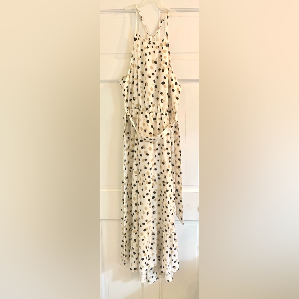 Beautiful *new* creamy white sundress with multi-neutral dots/spots